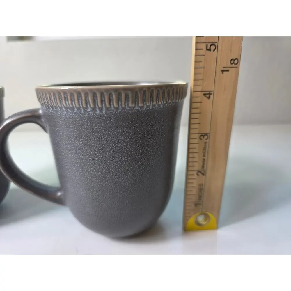 PIER 1 Easton Charcoal Gray Stoneware Discontinued Coffee Mugs Set of 2